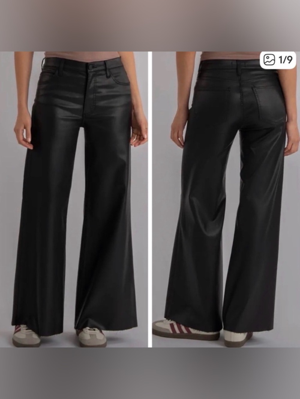 Kut from the Kloth Meg Fab Ab Wide Leg High Rise Coated Denim Faux Leather Pants